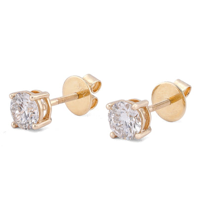 10K Yellow Gold 2.05CT Round Solitaire Lab Diamond Men Women Earring - Elite Jewelers-Earrings