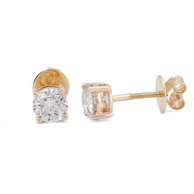 10K Yellow Gold 2.05CT Round Solitaire Lab Diamond Men Women Earring - Elite Jewelers-Earrings