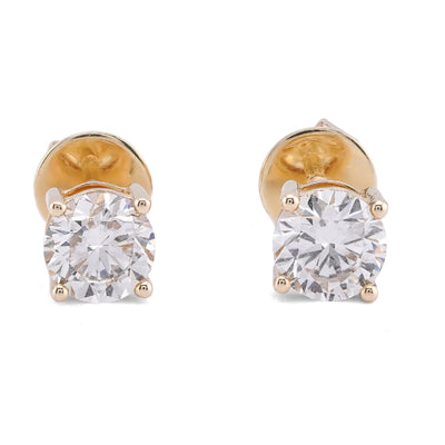 10K Yellow Gold 2.05CT Round Solitaire Lab Diamond Men Women Earring - Elite Jewelers-Earrings