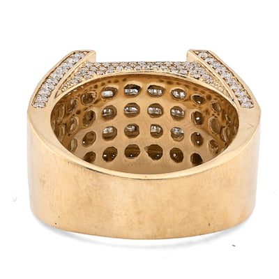 10K Yellow Gold 2.06CT Natural Diamond 3 Row Baguette Side Iced Men Pinky Ring - Elite Jewelers - Rings