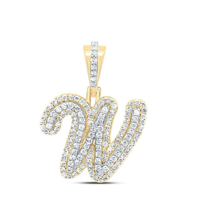 10k Yellow Gold 2.08gms 0.48CTW Natural Diamond Initial "W" Letter Pendant Charm - Elite Jewelers - Charms & Pendants