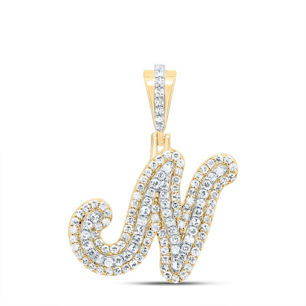 10k Yellow Gold 2.12gms 0.44CTW Natural Diamond Initial "N" Letter Pendant Charm - Elite Jewelers - Charms & Pendants
