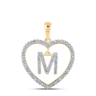10k Yellow Gold 2.13g 0.27CTW Natural Diamond Initial "M" Pendant Heart Charm - Elite Jewelers - Charms & Pendants