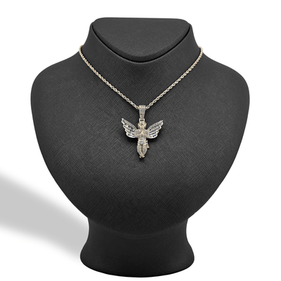 10k Yellow Gold 2.1CTW Round/Baguette Diamond Praying Angel Pendant 8.3g Charm - Elite Jewelers - Charms & Pendants