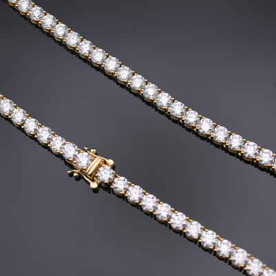 10k Yellow Gold 22" Lab Diamond Tennis Chain 50 PTR Necklace 53.52 CTW - Elite Jewelers - Necklaces & Chains