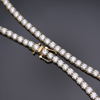 10k Yellow Gold 22" Lab Diamond Tennis Chain 50 PTR Necklace 53.52 CTW - Elite Jewelers - Necklaces & Chains