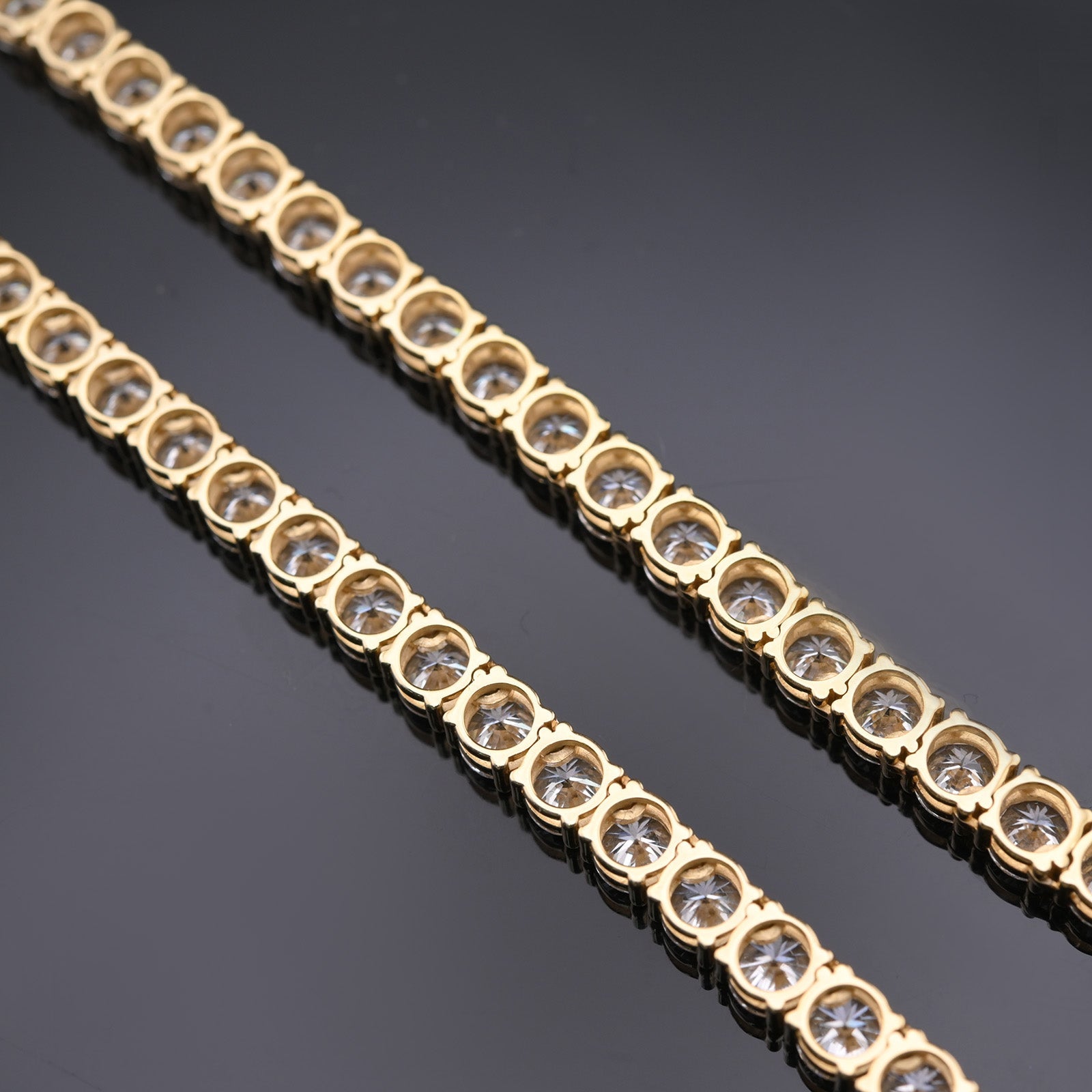 10k Yellow Gold 22" Lab Diamond Tennis Chain 50 PTR Necklace 53.52 CTW - Elite Jewelers - Necklaces & Chains