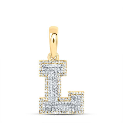 10k Yellow Gold 2.22g 0.51CTW Natural Diamond Initial "L" Pendant Alphabet Charm - Elite Jewelers - Charms & Pendants