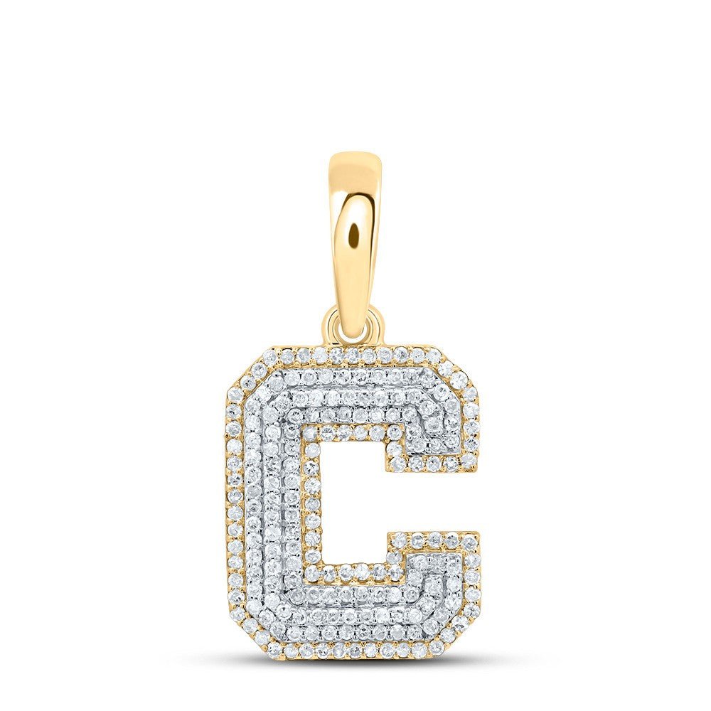 10k Yellow Gold 2.27g 0.57CTW Natural Diamond Initial "C" Pendant Alphabet Charm - Elite Jewelers - Charms & Pendants
