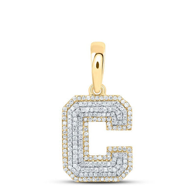 10k Yellow Gold 2.27g 0.57CTW Natural Diamond Initial "C" Pendant Alphabet Charm - Elite Jewelers - Charms & Pendants