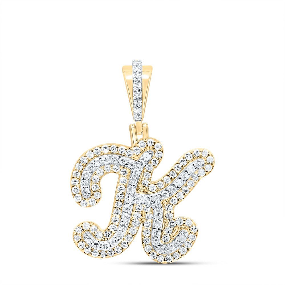 10k Yellow Gold 2.28g 0.47CTW Natural Diamond Initial "K" Pendant Alphabet Charm - Elite Jewelers - Charms & Pendants
