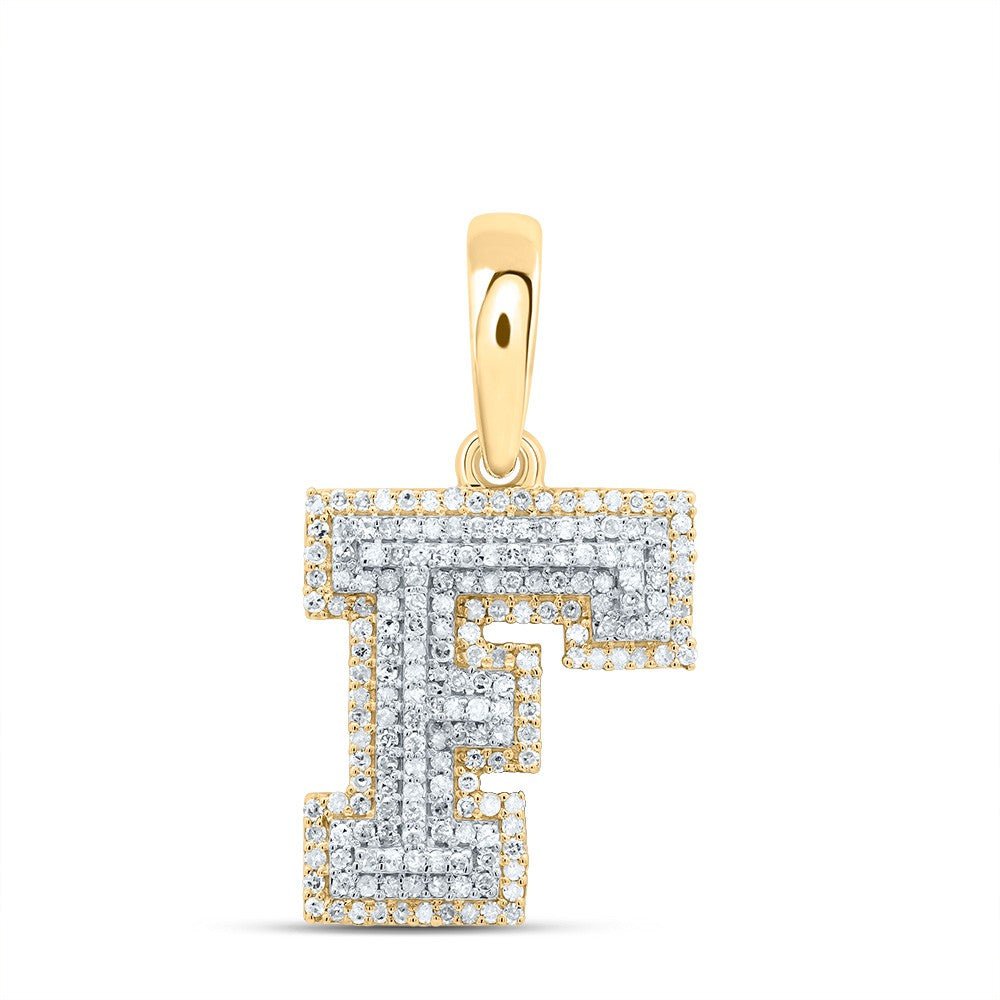 10k Yellow Gold 2.31g 0.57CTW Natural Diamond Initial "F" Pendant Alphabet Charm - Elite Jewelers - Charms & Pendants