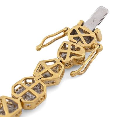 10K yellow Gold 2.33CT Natural Diamond Round/baguette Designer Bracelet 7.5MM Men Women 7" - Elite Jewelers - Bracelets