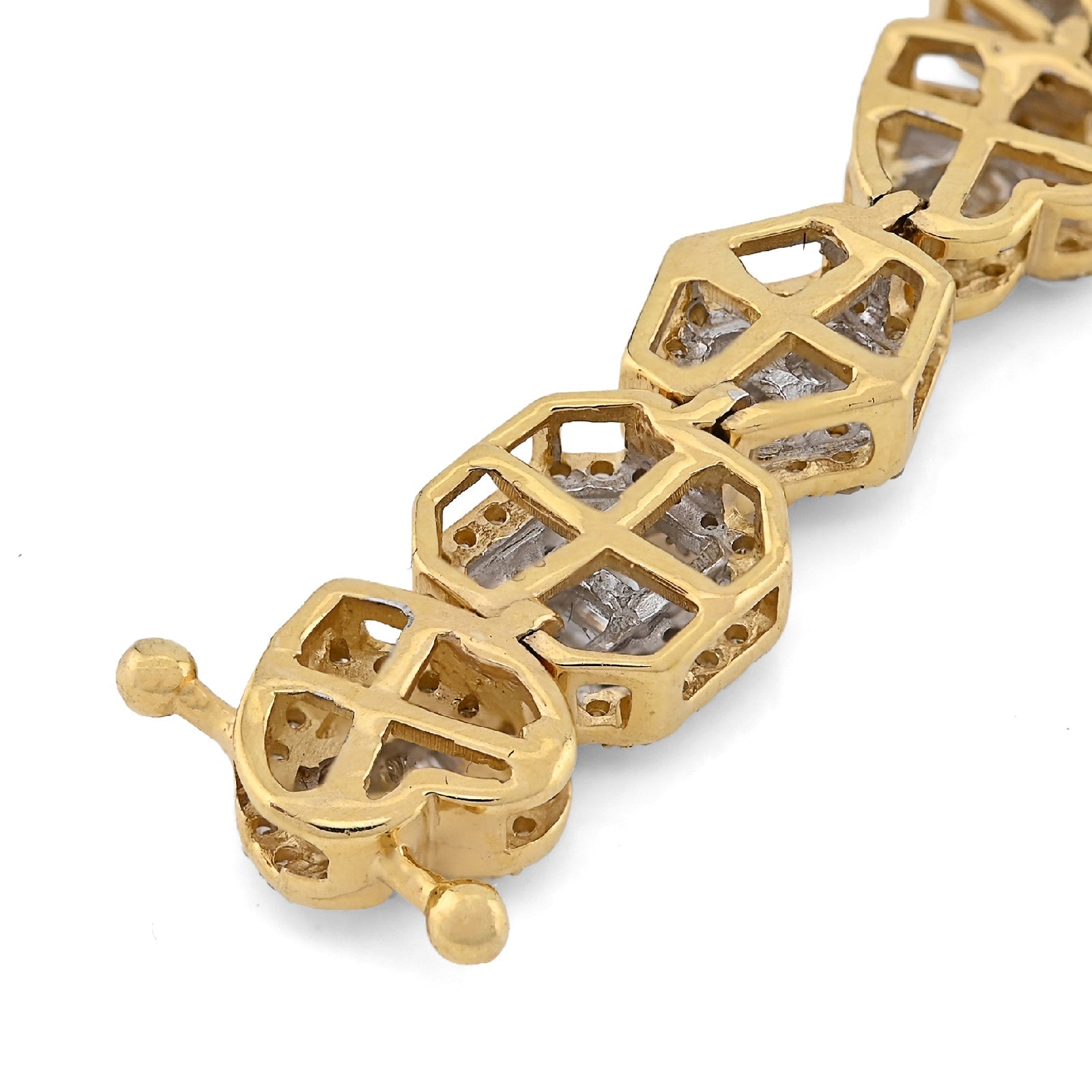 10K yellow Gold 2.33CT Natural Diamond Round/baguette Designer Bracelet 7.5MM Men Women 7" - Elite Jewelers - Bracelets