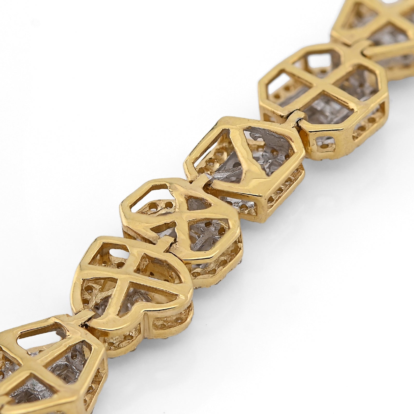 10K yellow Gold 2.33CT Natural Diamond Round/baguette Designer Bracelet 7.5MM Men Women 7" - Elite Jewelers - Bracelets