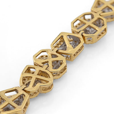 10K yellow Gold 2.33CT Natural Diamond Round/baguette Designer Bracelet 7.5MM Men Women 7" - Elite Jewelers - Bracelets