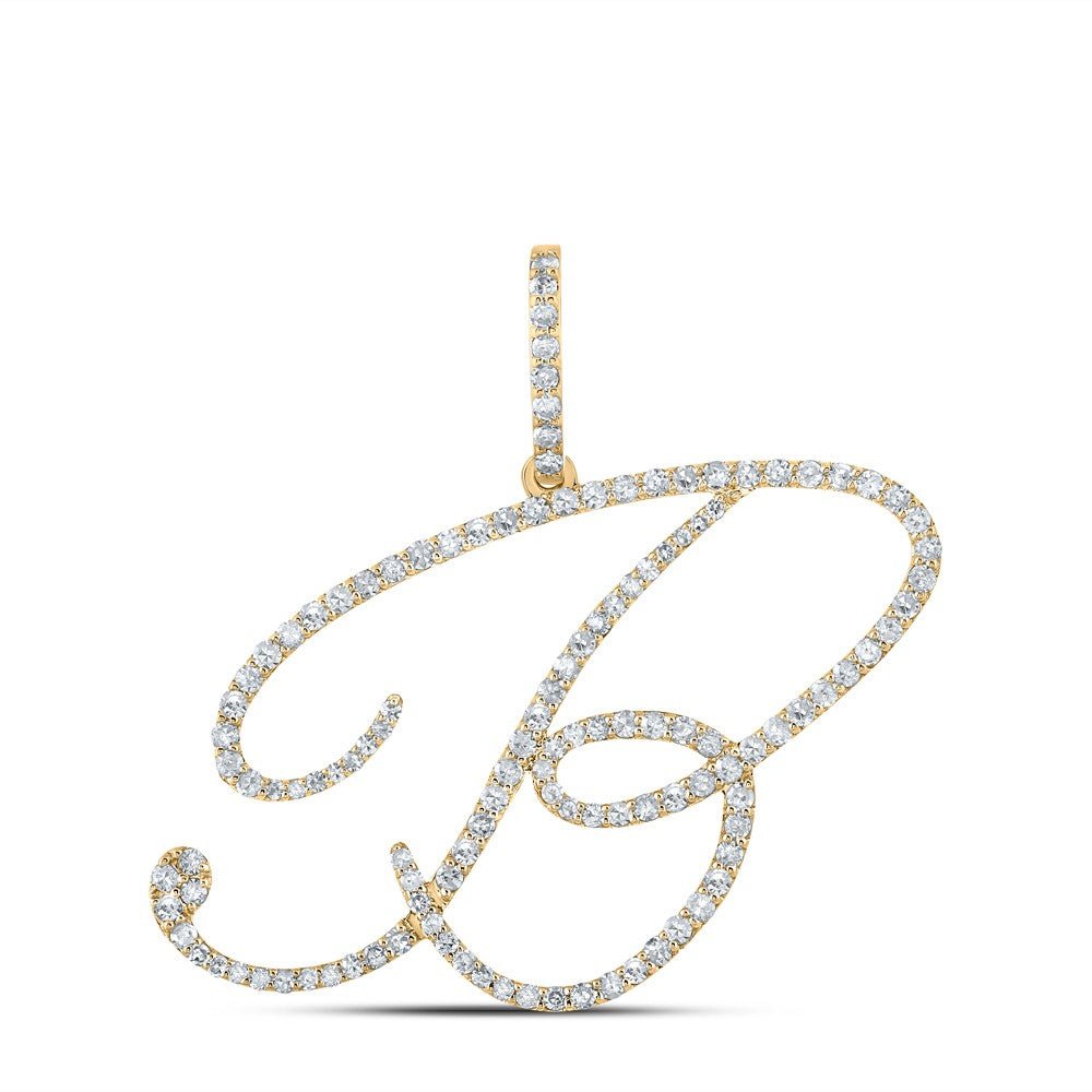 10k Yellow Gold 2.35g 0.77CTW Natural Diamond Initial "B" Pendant Alphabet Charm - Elite Jewelers - Charms & Pendants