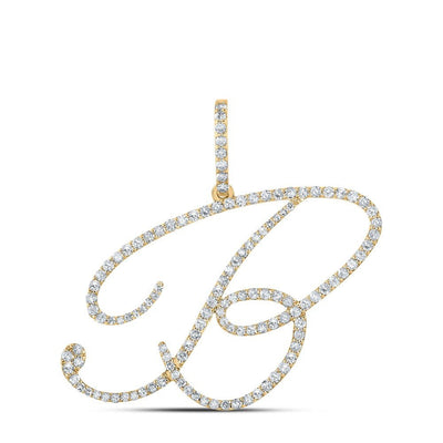 10k Yellow Gold 2.35g 0.77CTW Natural Diamond Initial "B" Pendant Alphabet Charm - Elite Jewelers - Charms & Pendants