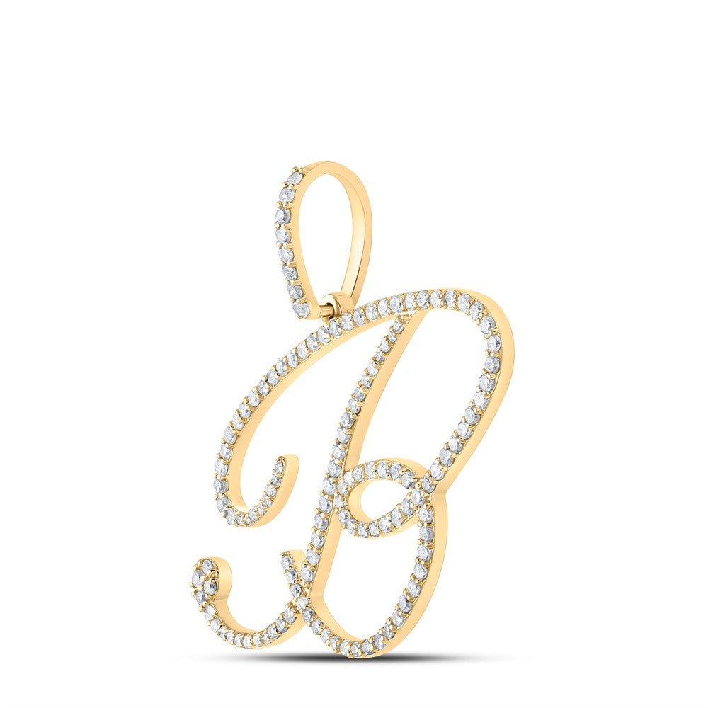 10k Yellow Gold 2.35g 0.77CTW Natural Diamond Initial "B" Pendant Alphabet Charm - Elite Jewelers - Charms & Pendants