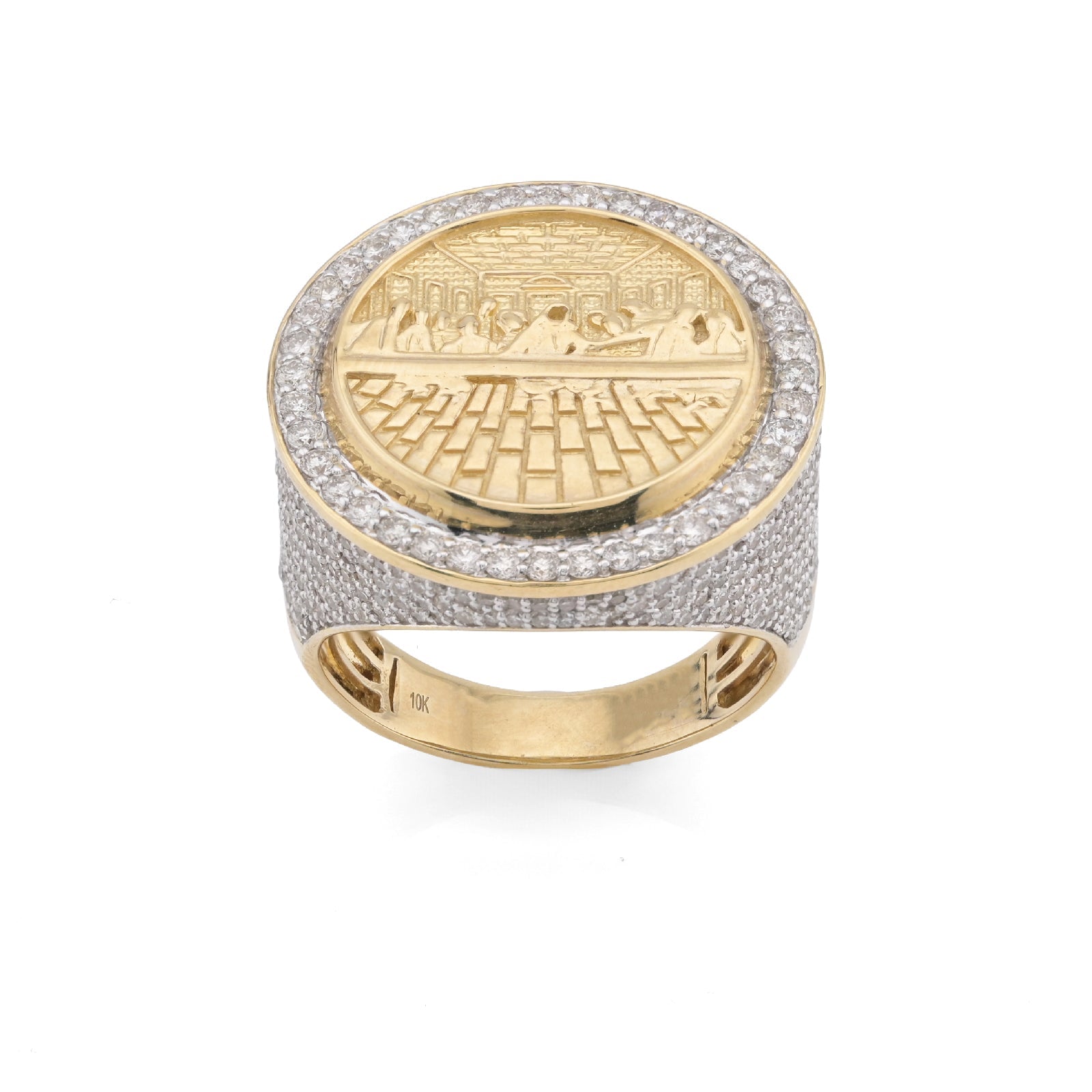 10K Yellow Gold 2.3CT Natural Diamond Round Last Supper Men Ring - Elite Jewelers - Rings