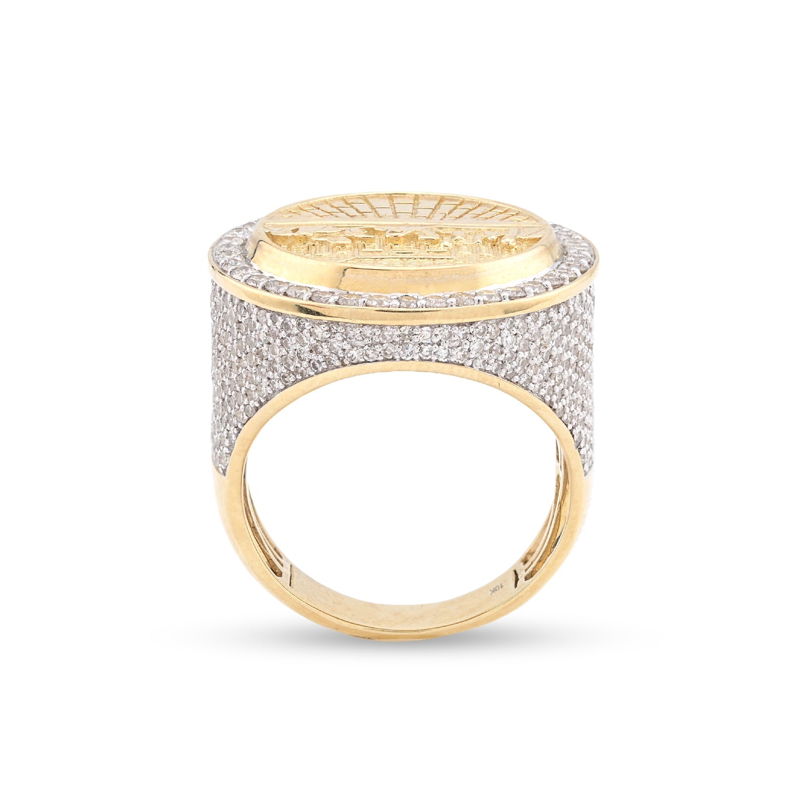 10K Yellow Gold 2.3CT Natural Diamond Round Last Supper Men Ring - Elite Jewelers - Rings
