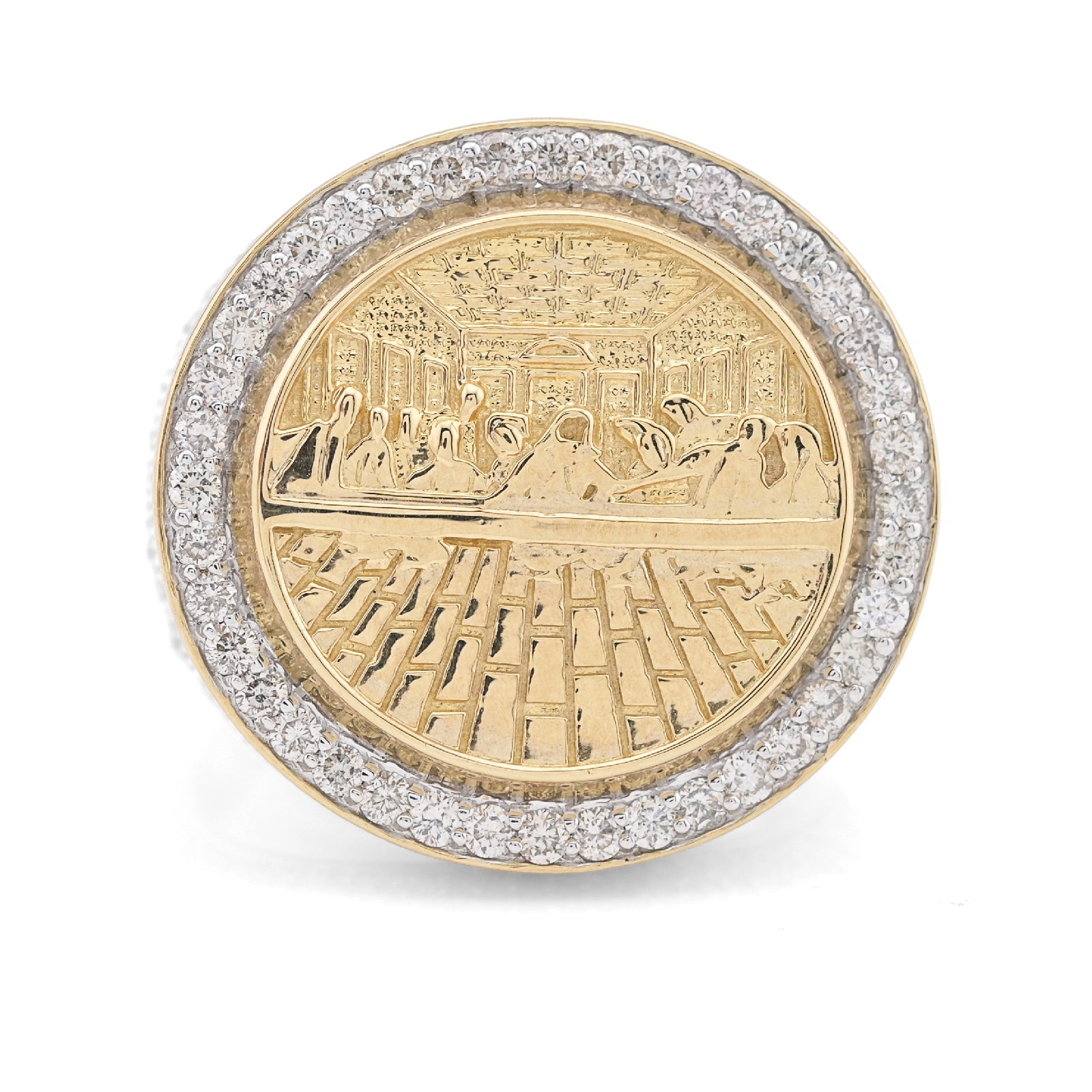 10K Yellow Gold 2.3CT Natural Diamond Round Last Supper Men Ring - Elite Jewelers - Rings