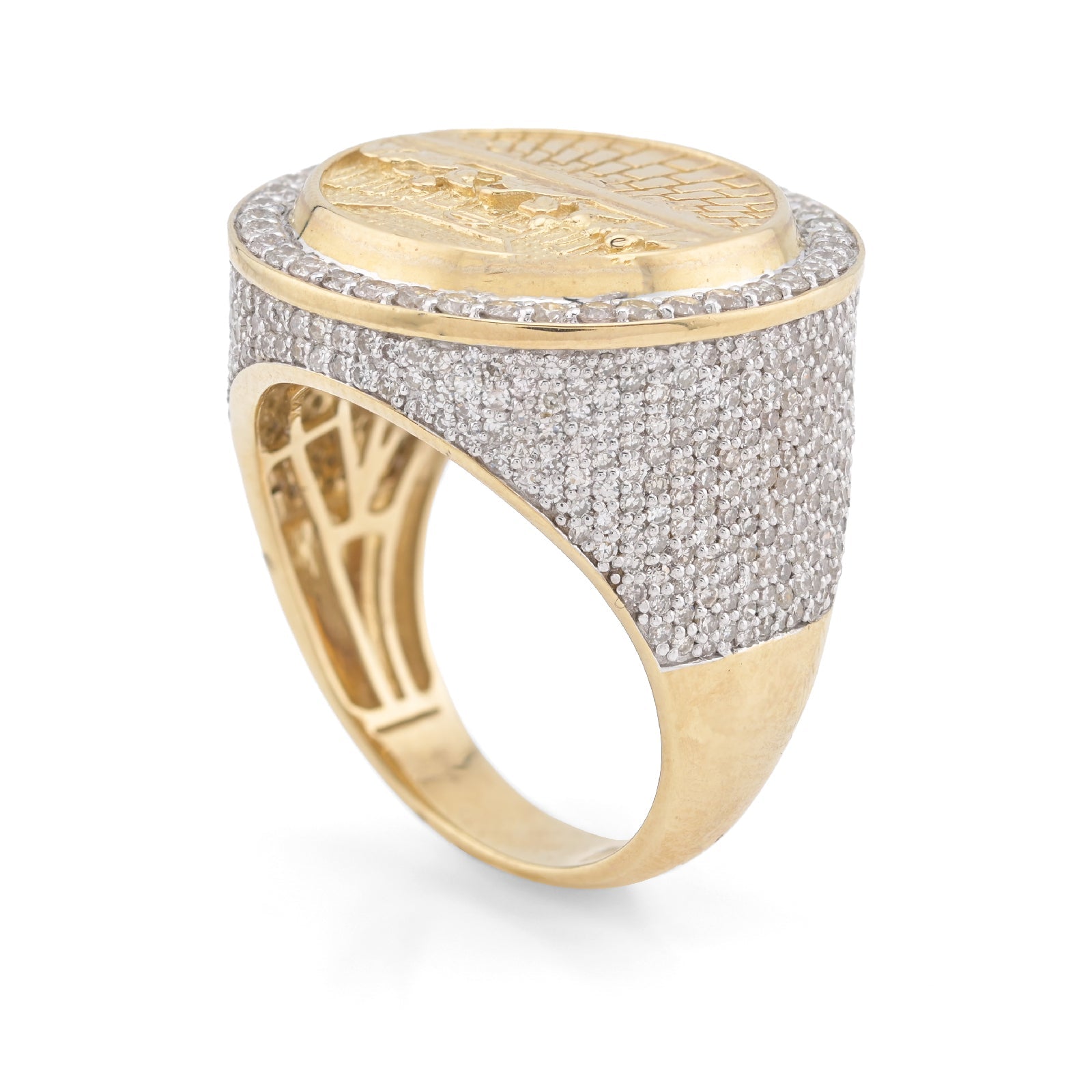 10K Yellow Gold 2.3CT Natural Diamond Round Last Supper Men Ring - Elite Jewelers - Rings