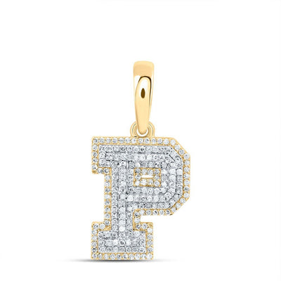 10k Yellow Gold 2.42g 0.56CTW Natural Diamond Initial "P" Pendant Alphabet Charm - Elite Jewelers - Charms & Pendants