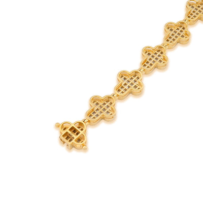 10k Yellow Gold 24.2g 4.33CTW Natural Baguette Cross Diamond Bracelet 8In 11.6MM - Elite Jewelers - Bracelets