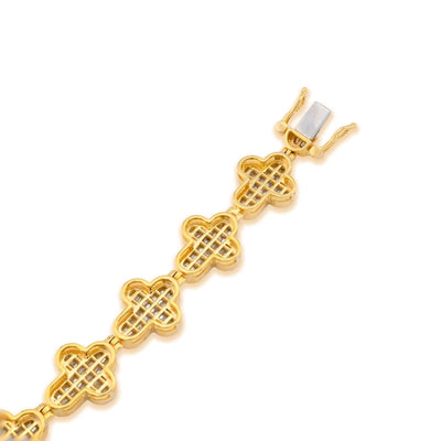 10k Yellow Gold 24.2g 4.33CTW Natural Baguette Cross Diamond Bracelet 8In 11.6MM - Elite Jewelers - Bracelets