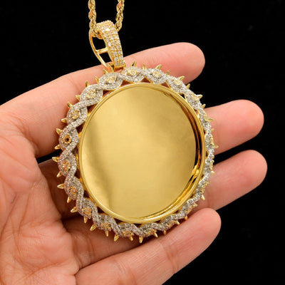 10k Yellow Gold 2.45CTW Natural Round Diamond Picture Memory Pendant 21.9g Charm - Elite Jewelers - Charms & Pendants