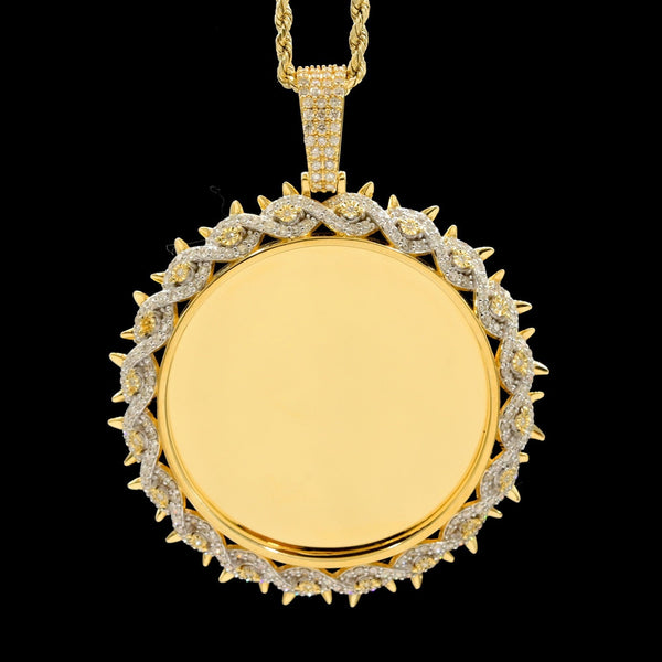 10k Yellow Gold 2.45CTW Natural Round Diamond Picture Memory Pendant 21.9g Charm - Elite Jewelers - Charms & Pendants