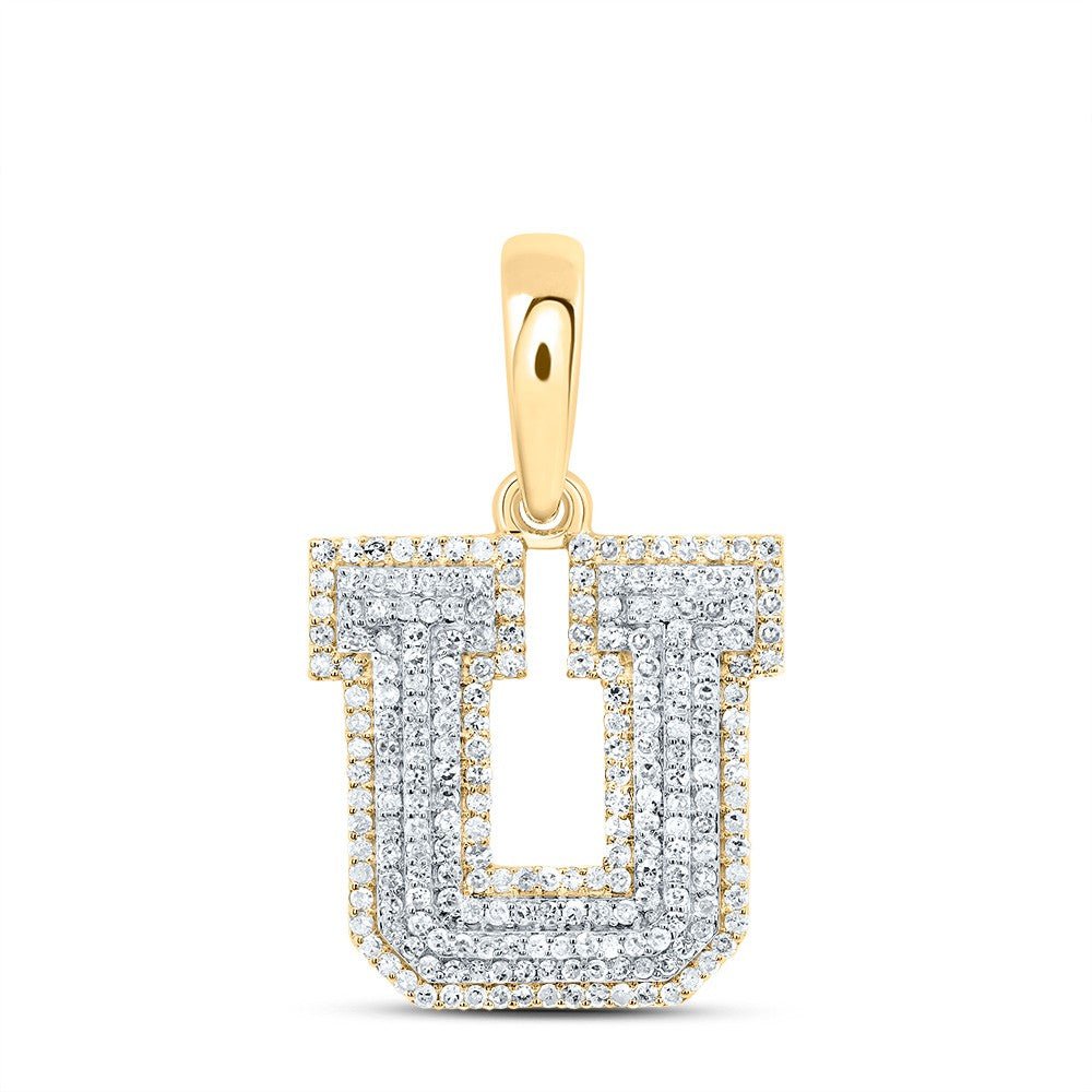 10k Yellow Gold 2.48g 0.69CTW Natural Diamond Initial "U" Pendant Alphabet Charm - Elite Jewelers - Charms & Pendants