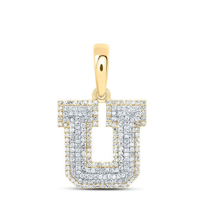 10k Yellow Gold 2.48g 0.69CTW Natural Diamond Initial "U" Pendant Alphabet Charm - Elite Jewelers - Charms & Pendants