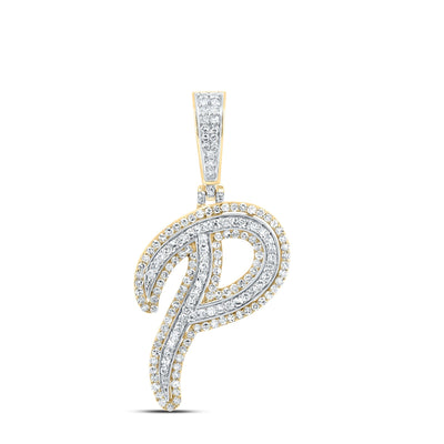 10k Yellow Gold 2.56g 0.71CTW Natural Diamond Initial "P" Pendant Alphabet Charm - Elite Jewelers - Charms & Pendants