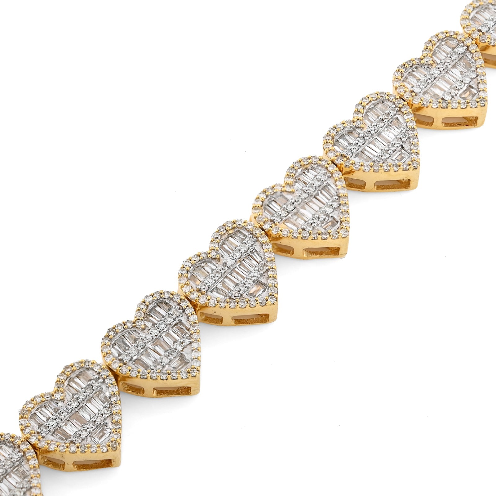 10K Yellow Gold 2.59 Ct Natural Diamond Heart Shape 7.5MM Tennis Bracelet 7" Men Women 14.4g - Elite Jewelers - Bracelets