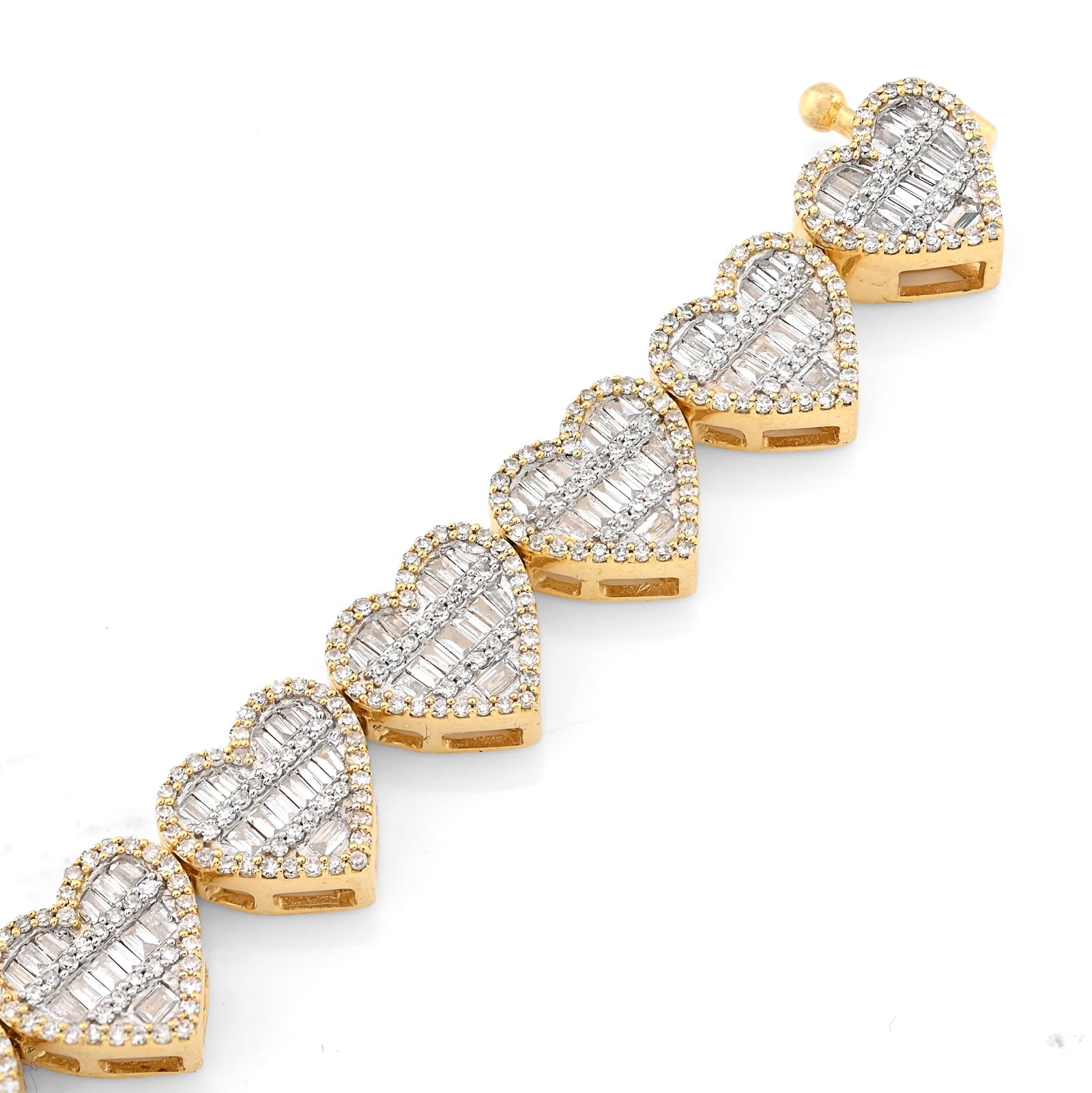 10K Yellow Gold 2.59 Ct Natural Diamond Heart Shape 7.5MM Tennis Bracelet 7" Men Women 14.4g - Elite Jewelers - Bracelets