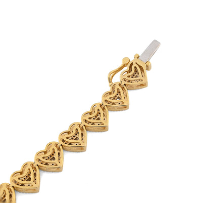 10K Yellow Gold 2.59 Ct Natural Diamond Heart Shape 7.5MM Tennis Bracelet 7" Men Women 14.4g - Elite Jewelers - Bracelets