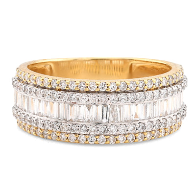 10K Yellow Gold 2.5CTW Natural Diamond Round/Baguette Men 8MM Band Ring - Elite Jewelers - Rings