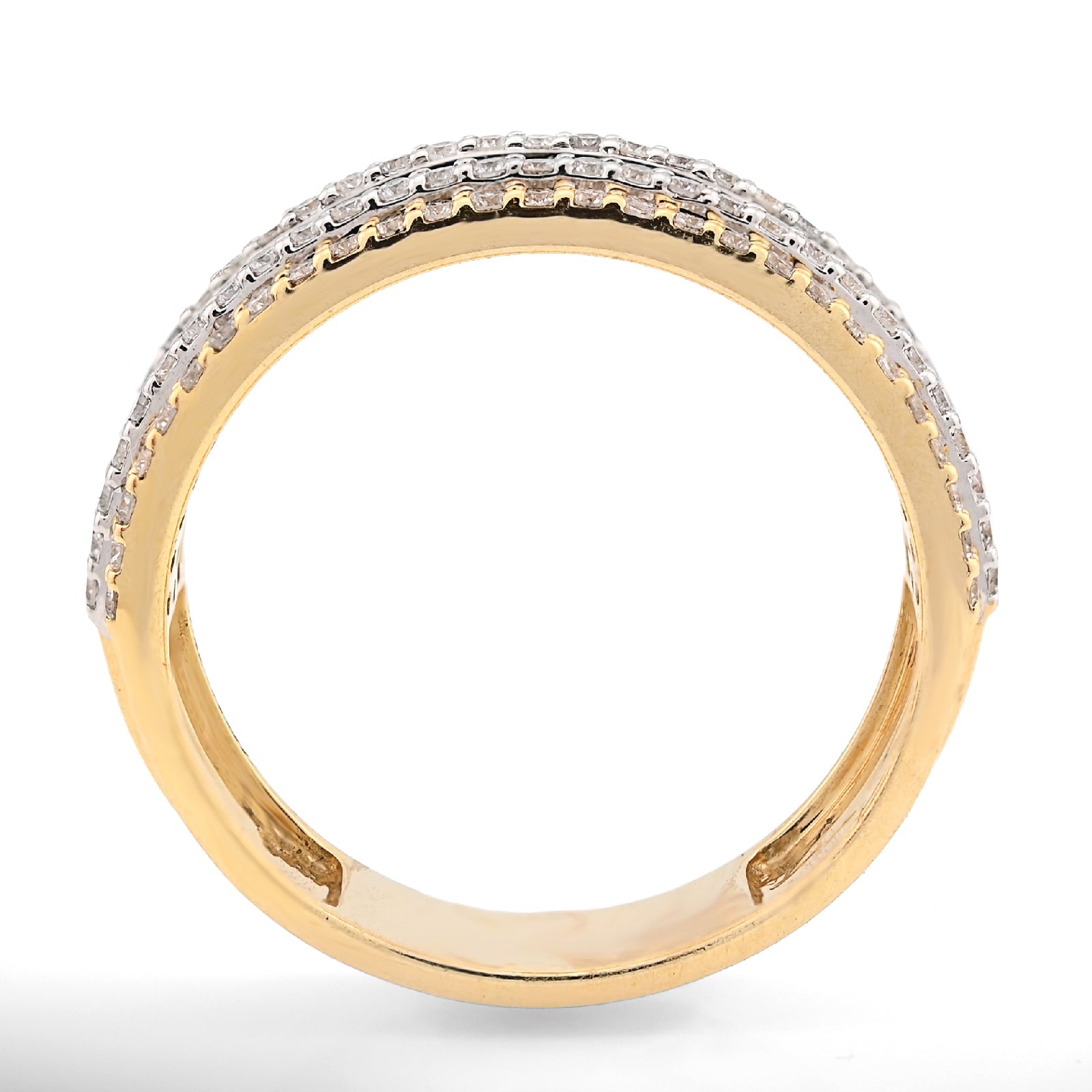 10K Yellow Gold 2.5CTW Natural Diamond Round/Baguette Men 8MM Band Ring - Elite Jewelers - Rings