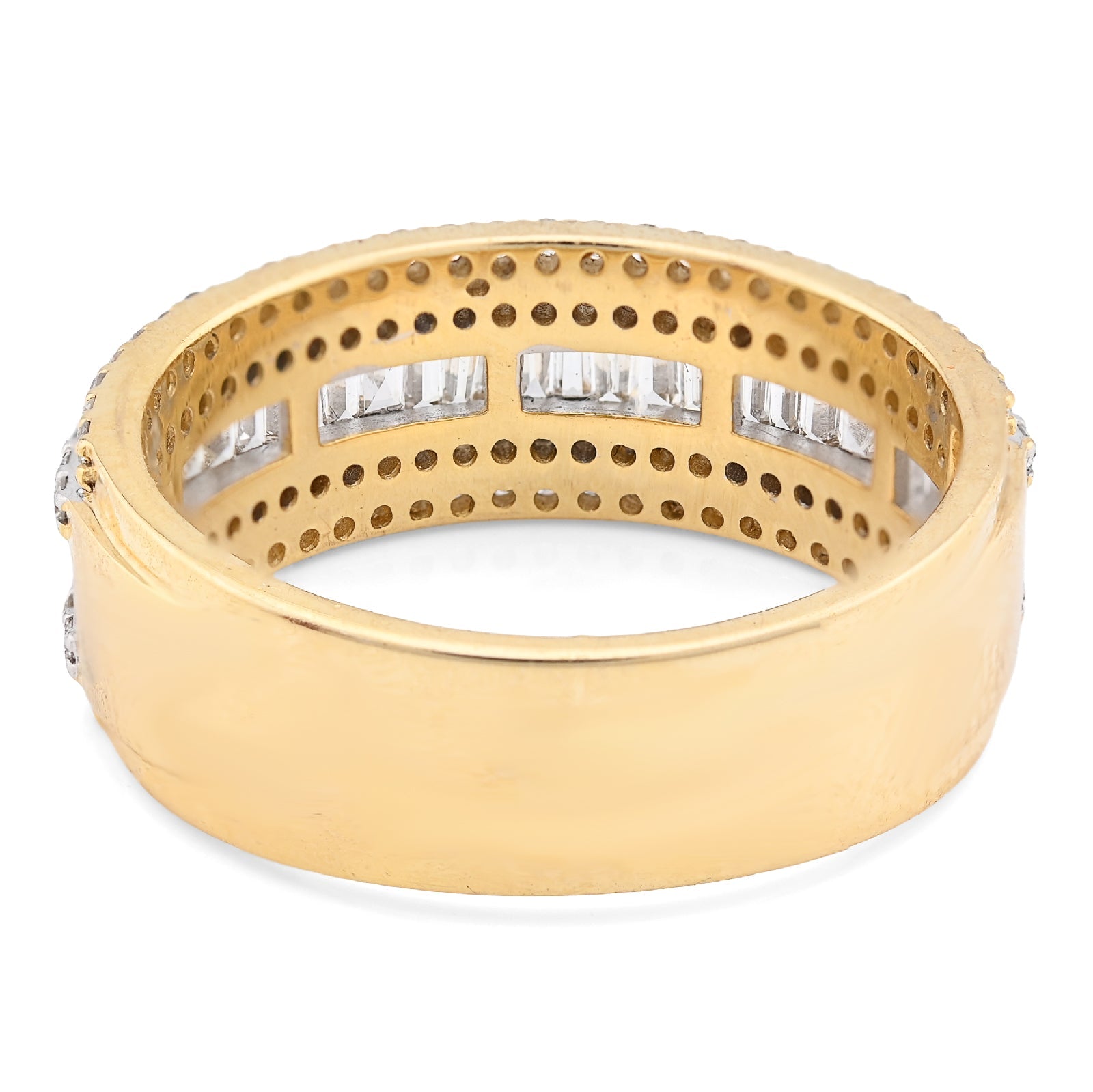 10K Yellow Gold 2.5CTW Natural Diamond Round/Baguette Men 8MM Band Ring - Elite Jewelers - Rings