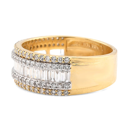 10K Yellow Gold 2.5CTW Natural Diamond Round/Baguette Men 8MM Band Ring - Elite Jewelers - Rings
