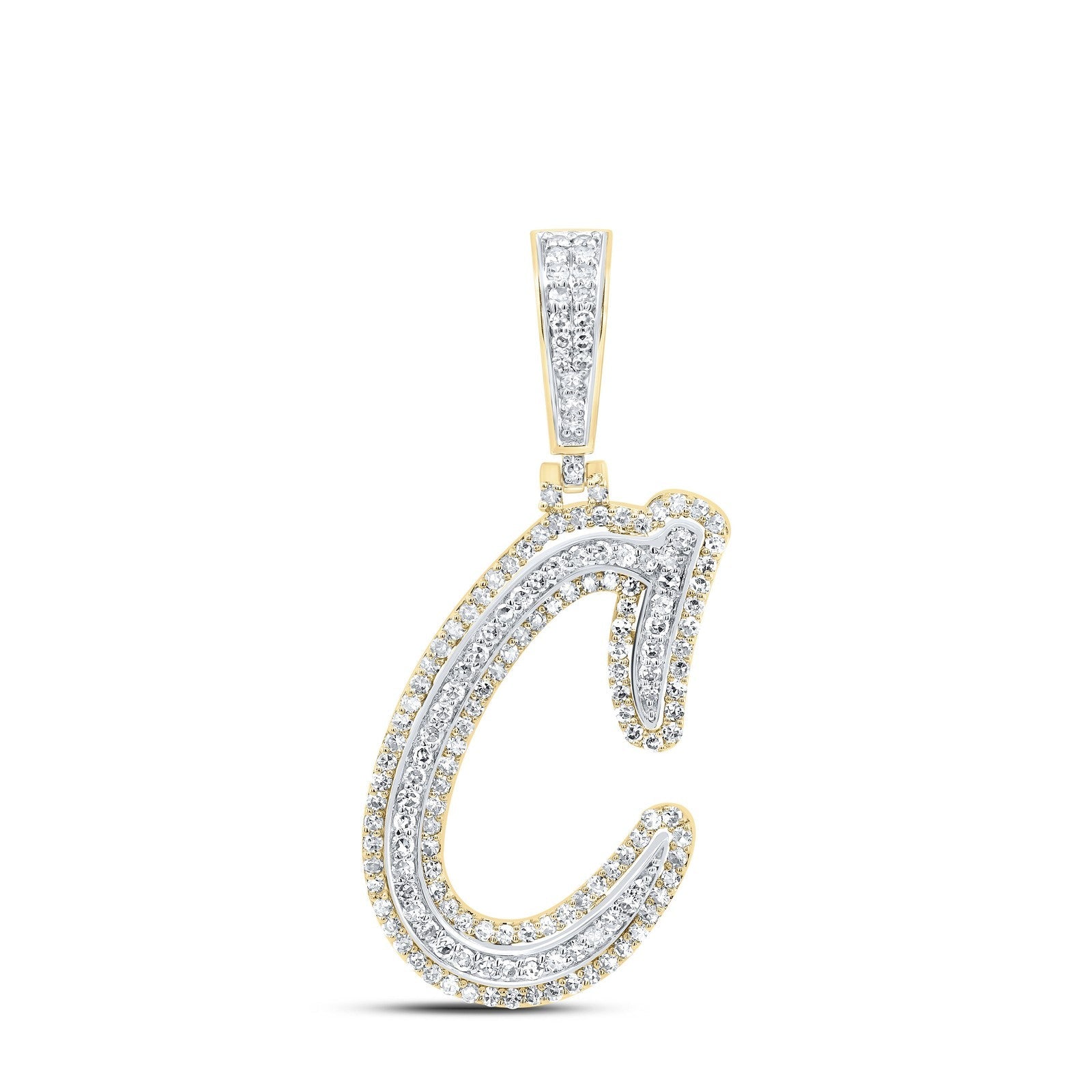 10k Yellow Gold 2.61g 0.69CTW Natural Diamond Initial "C" Pendant Alphabet Charm - Elite Jewelers - Charms & Pendants