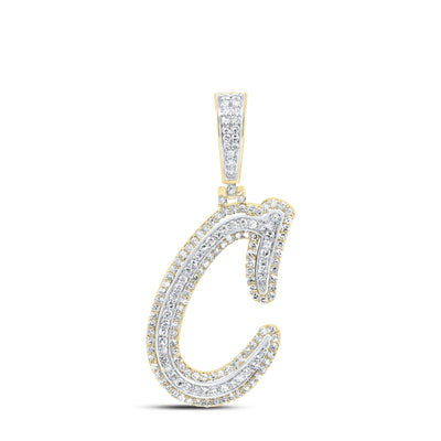 10k Yellow Gold 2.61g 0.69CTW Natural Diamond Initial "C" Pendant Alphabet Charm - Elite Jewelers - Charms & Pendants