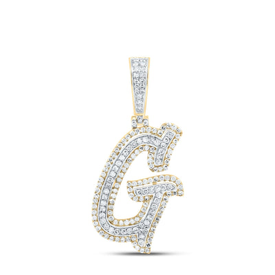 10k Yellow Gold 2.61g 0.76CTW Natural Diamond Initial "G" Pendant Alphabet Charm - Elite Jewelers - Charms & Pendants