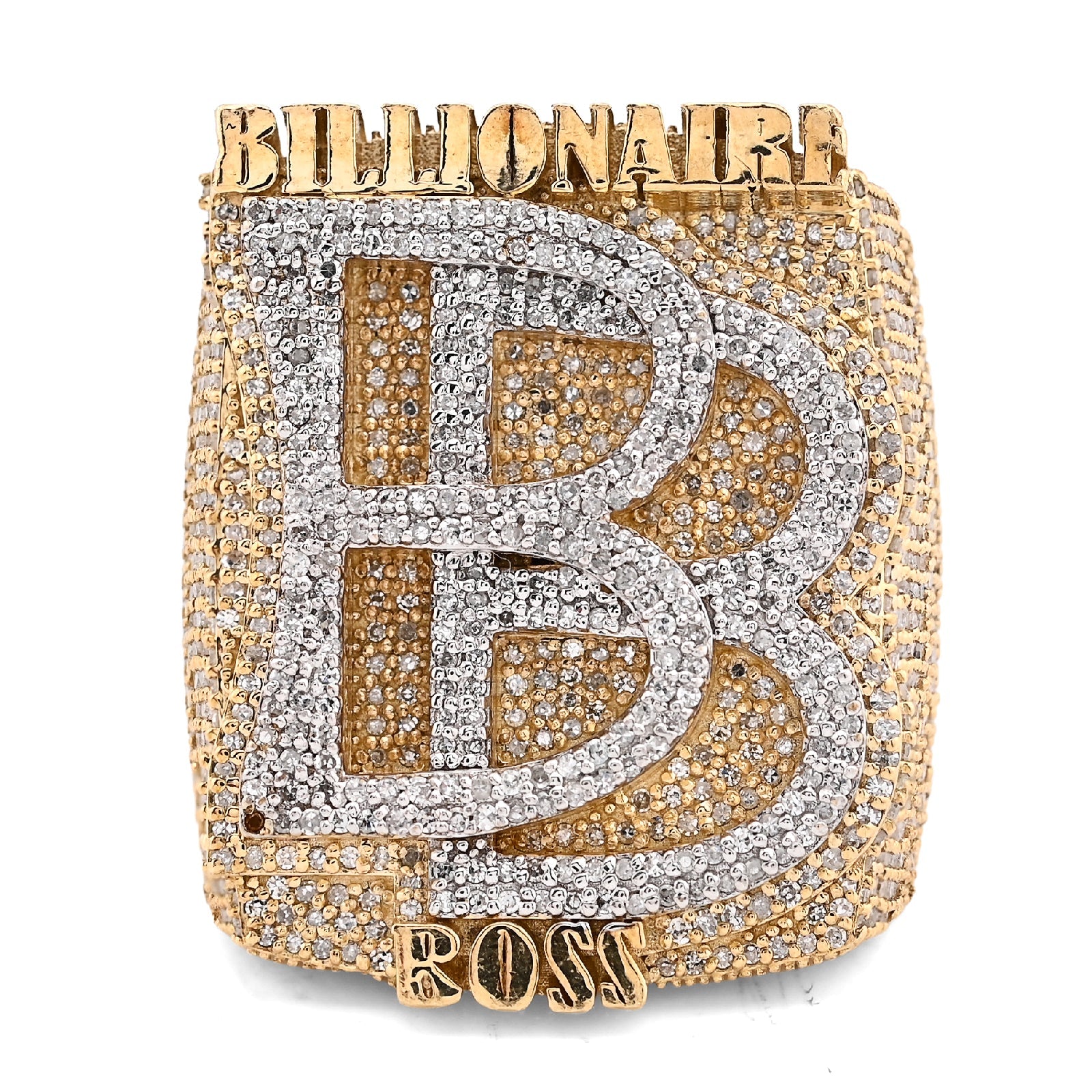 10K Yellow Gold 2.65CT BILLIONAIRE BOSS BB Initial Big Natural Diamond Men Custom Pinky Ring - Elite Jewelers - Rings