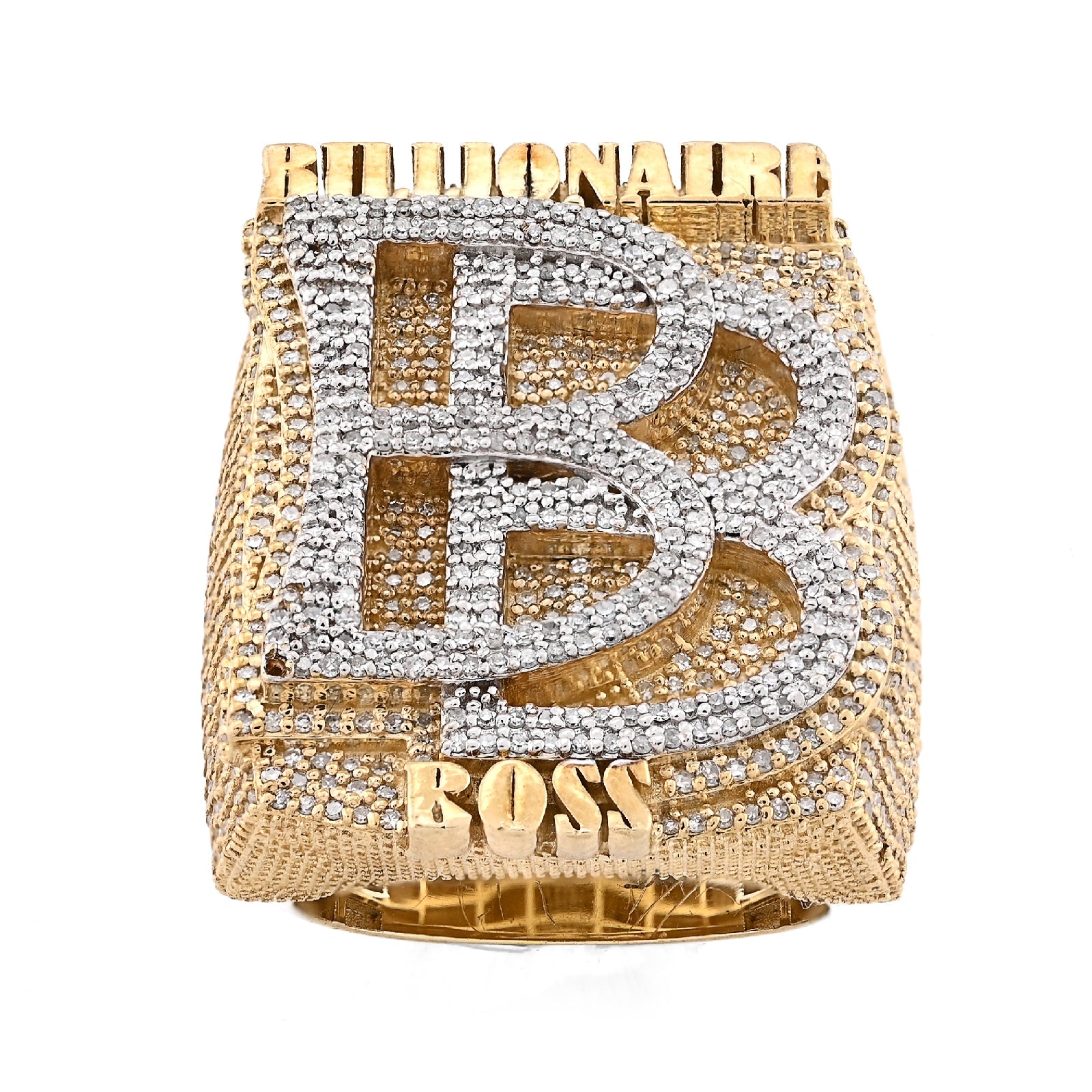 10K Yellow Gold 2.65CT BILLIONAIRE BOSS BB Initial Big Natural Diamond Men Custom Pinky Ring - Elite Jewelers - Rings