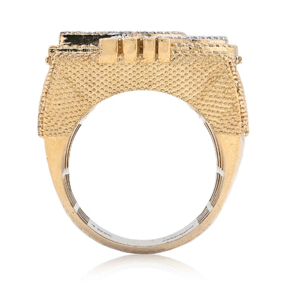 10K Yellow Gold 2.65CT BILLIONAIRE BOSS BB Initial Big Natural Diamond Men Custom Pinky Ring - Elite Jewelers - Rings