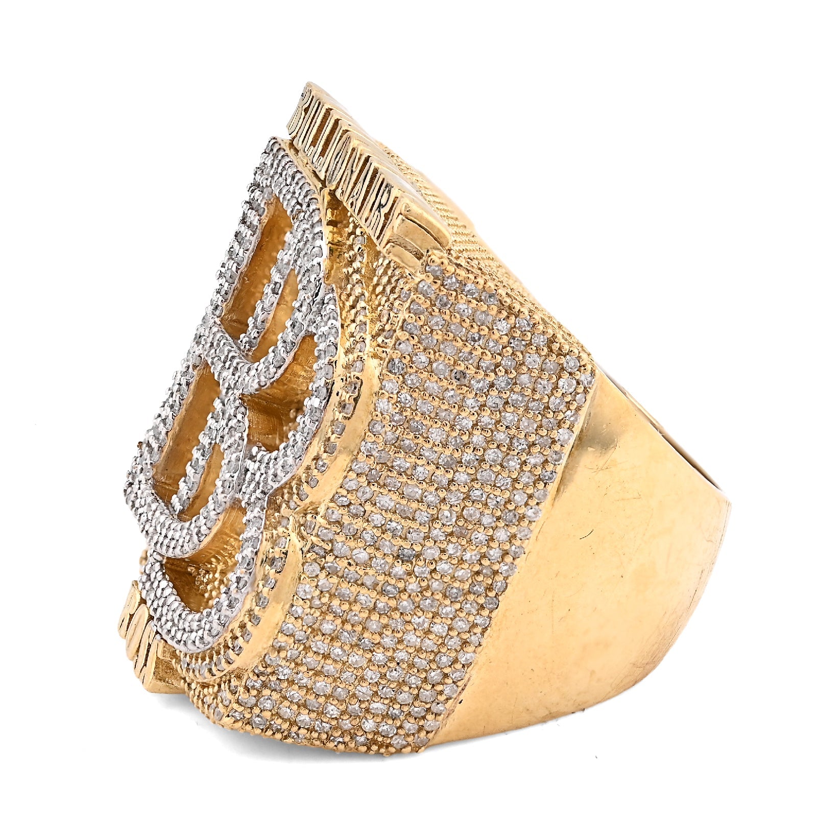 10K Yellow Gold 2.65CT BILLIONAIRE BOSS BB Initial Big Natural Diamond Men Custom Pinky Ring - Elite Jewelers - Rings