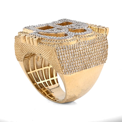10K Yellow Gold 2.65CT BILLIONAIRE BOSS BB Initial Big Natural Diamond Men Custom Pinky Ring - Elite Jewelers - Rings